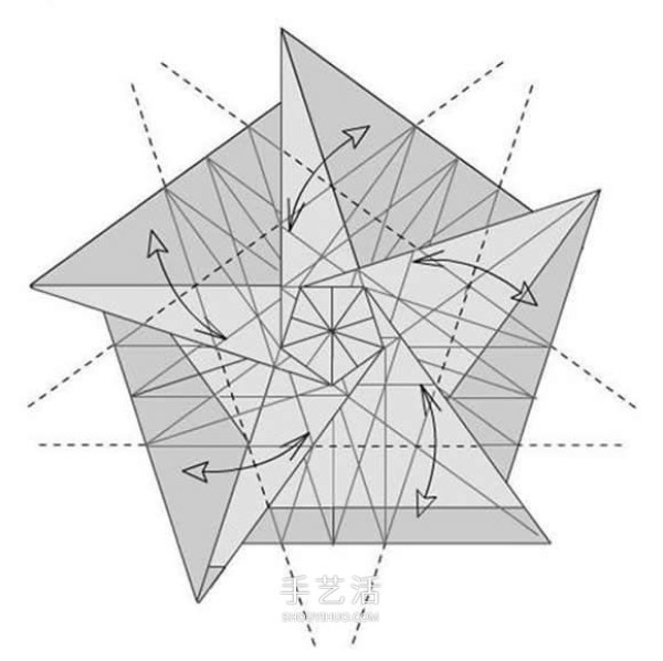 Detailed rose origami tutorial, simple folding method of five-petal rose