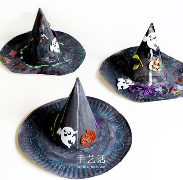 How to use cake plate waste to make a Halloween witch hat by hand