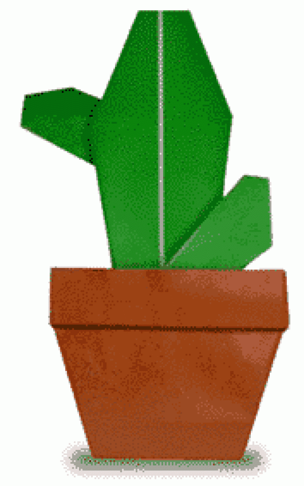 How to Origami a Cactus with a Flower Pot