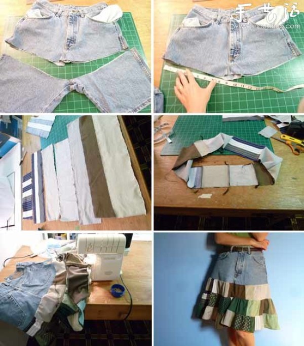 Shorts are handmade into DIY small fresh knee-length skirts