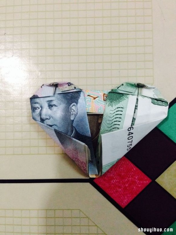 Illustration of folding paper money origami 520 (I love you) to express love