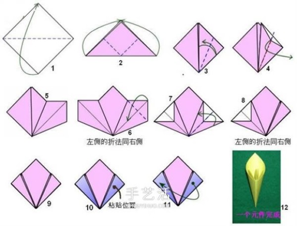 Handmade five-petal flower ball origami illustration, how to make origami five-petal flower ball