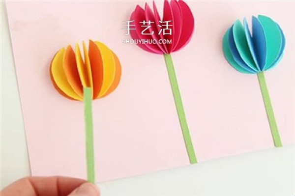 How to make simple tulip flower cards, homemade tulip greeting cards for children