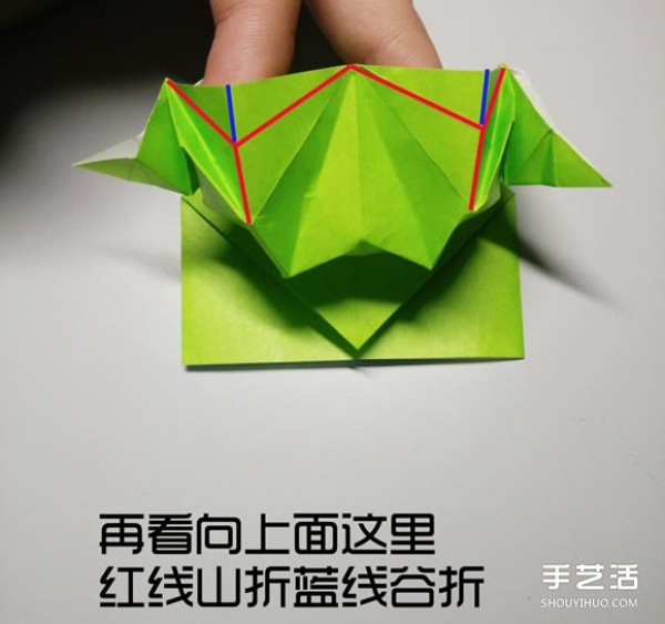 Three-dimensional duck origami step-by-step drawing and duck folding tutorial illustration