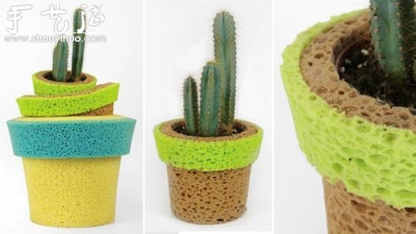 DIY practical sponge flower pot