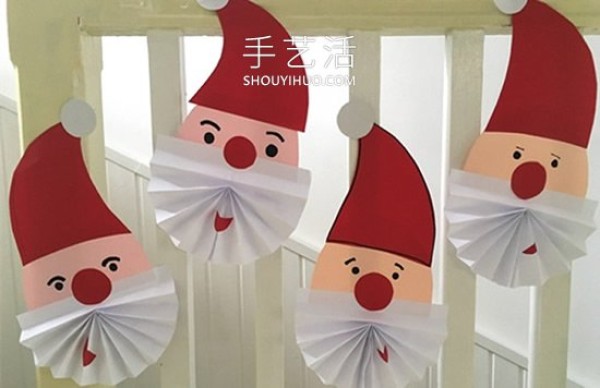 Tutorial on how to make handmade colored paper Santa Claus in kindergarten