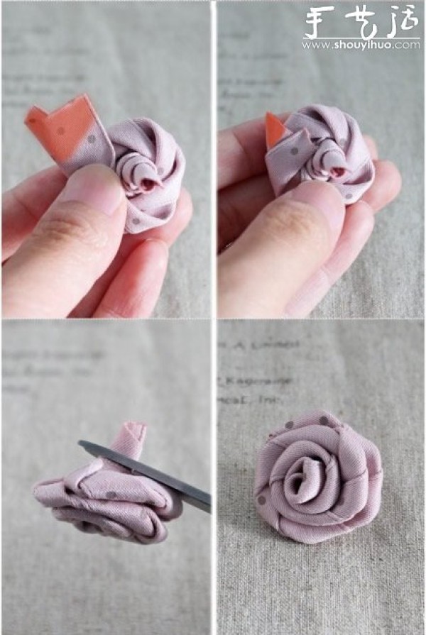 Handmade DIY tutorial for hair accessories: rose hair tie