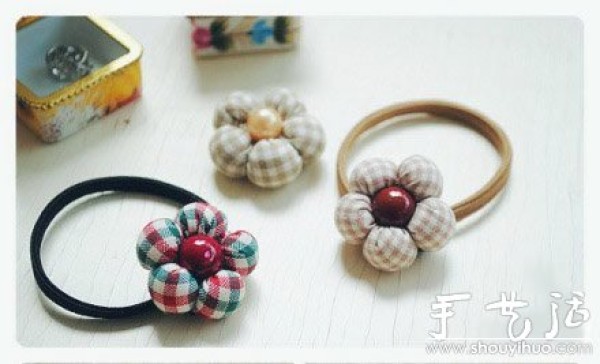 Handmade fabric production of beautiful little flower headbands