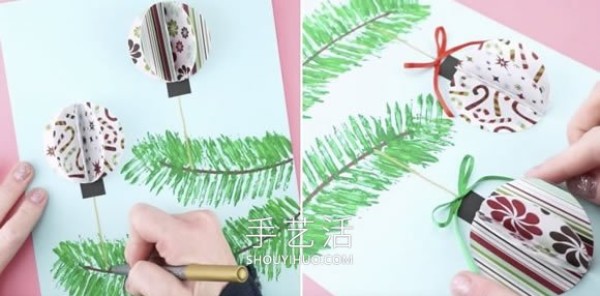 Tutorial on how to make three-dimensional Christmas ball paintings for young children by hand