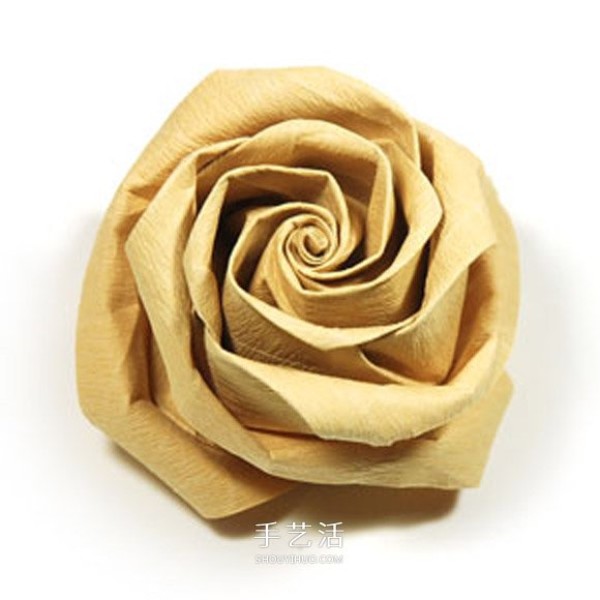 The origami steps of the curled rose, the folding method of the hand-rolled paper rose