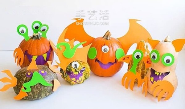 Illustrated tutorial on how to make your own funny pumpkin monster