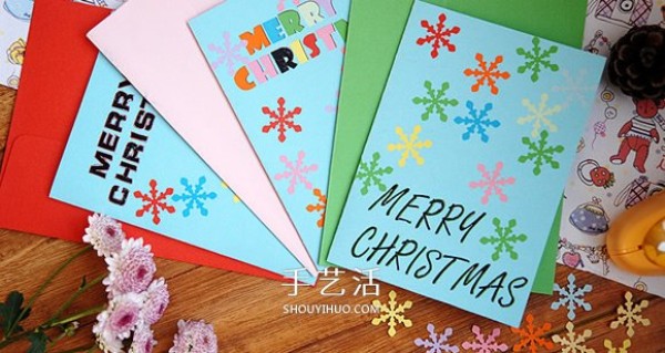 DIY Christmas card making tutorial and feel the little beauty of flowing colors