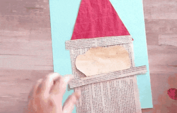 Tutorial on using scrap newspapers to make cute Santa Claus greeting cards with small crafts