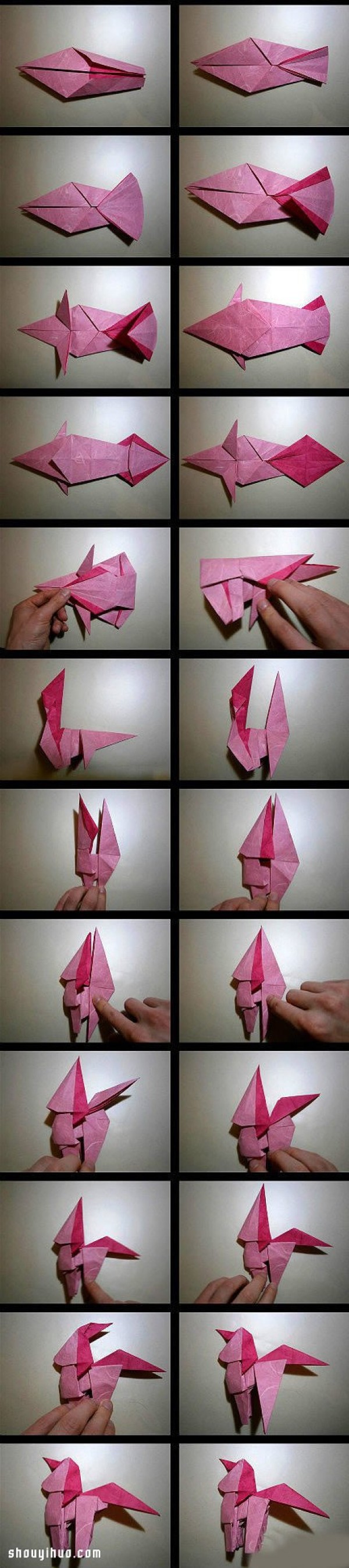 An illustrated tutorial on how to fold an Origami Little Pony, an origami horse