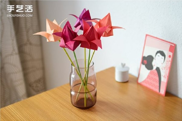 How to fold lilies with paper, lily origami methods and illustrations