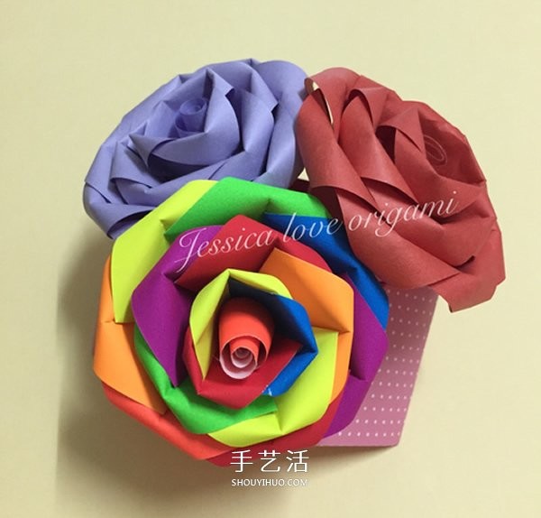 How to make beautiful colorful roses with simple handmade origami rainbow roses