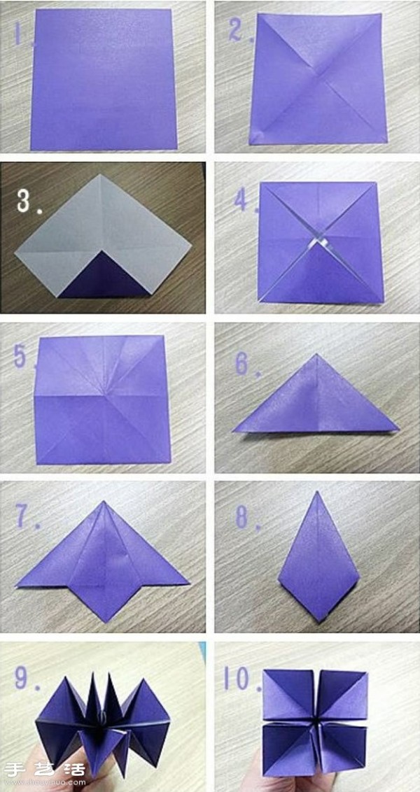 Illustrated Tutorial on Making Origami Morning Glory Flowers