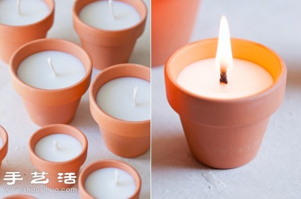 Creative handmade mini potted candles/candle holders