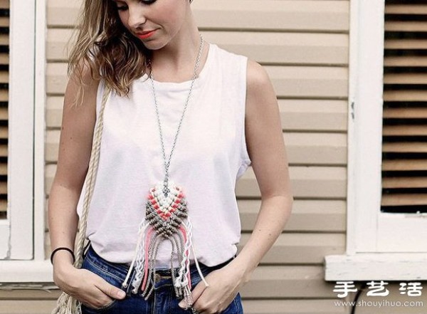 Braided rope + metal chain DIY handmade super beautiful necklace