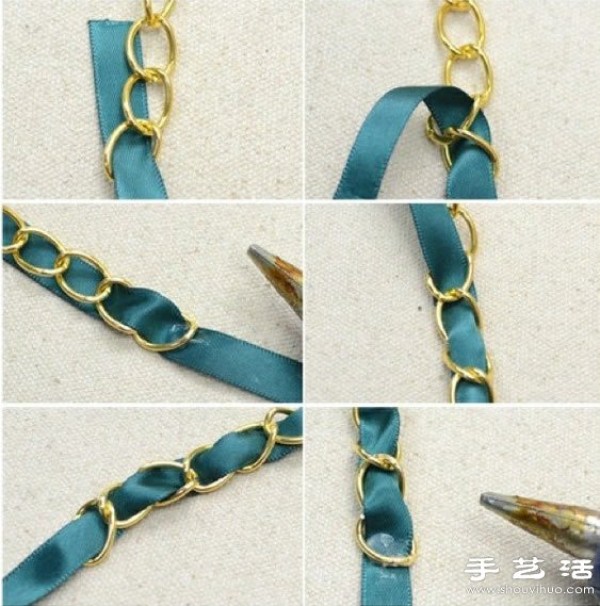 Aesthetic metal buckle silk belt bracelet DIY handmade