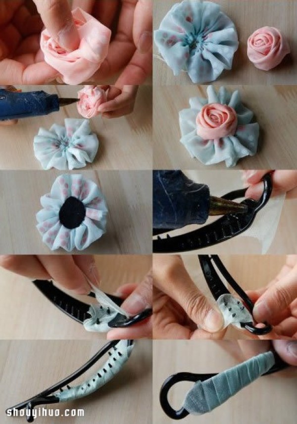 Fresh and Elegant Fabric Art Rose Hairpins and Hair Accessories DIY Handmade