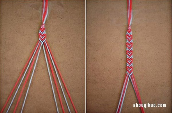 DIY illustrated tutorial on how to braid simple and fresh love-pattern bracelets