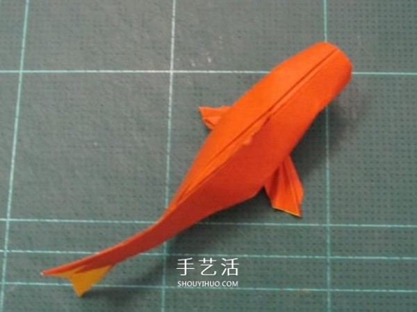 Koi fish folding step diagram, origami koi method illustration