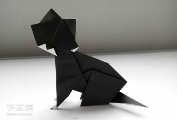 Cute 3D Origami Cat Illustration of Handmade Cat Origami Steps