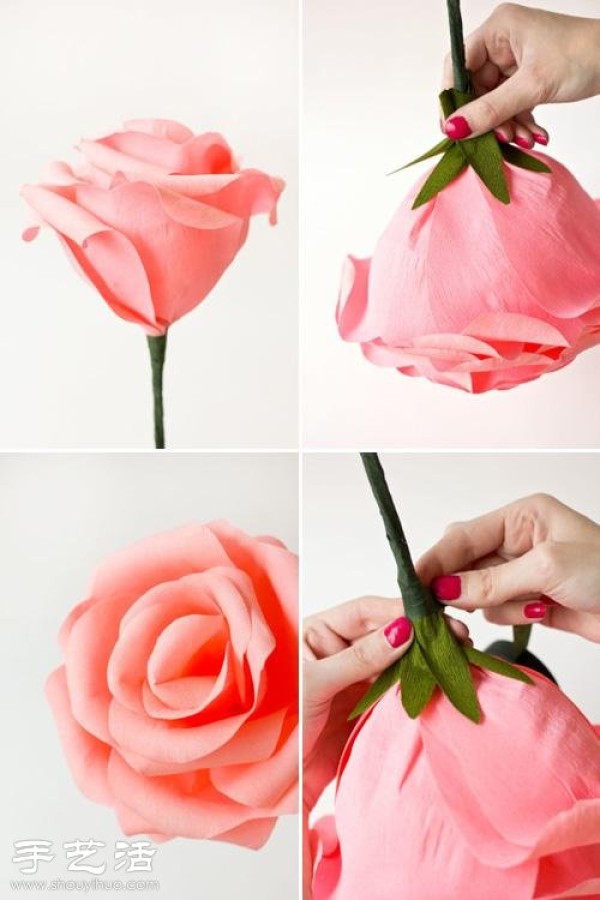 Crepe paper+paper art hand-made rich and auspicious roses