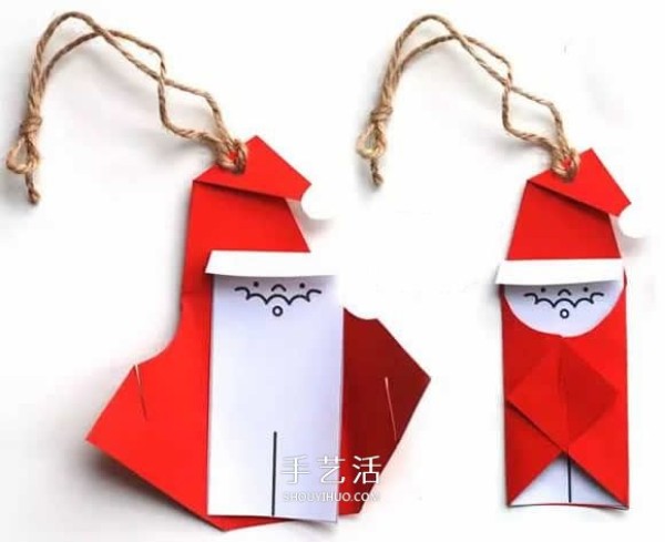 Illustrated Tutorial of Handmade Colored Paper Santa Claus in Kindergarten