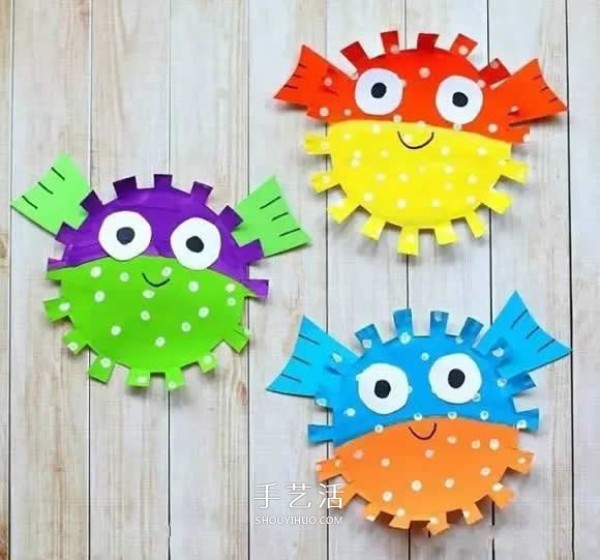 How to make cartoon puffer fish on kindergarten handmade puffer fish dinner plates