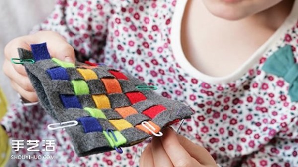 Woven style felt coaster DIY tutorial for making rainbow coasters with felt cloth