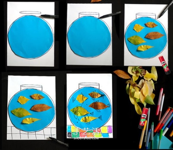 No need to change the water and no feeding! How to create a cute fish tank with leaf stickers