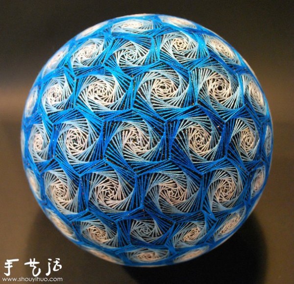 A beautiful temari ball handmade by a 92-year-old grandmother in Japan