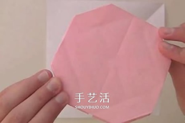 Flat rose folding diagram and combined flat rose origami tutorial