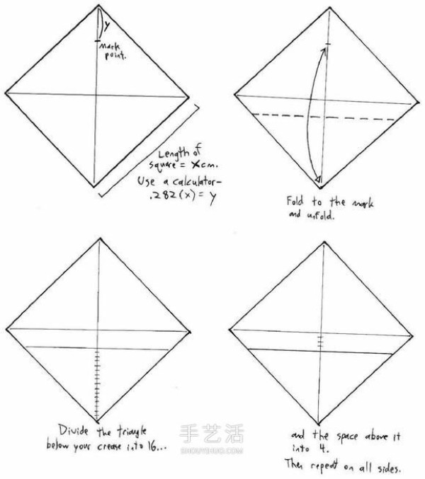 Origami illustration of three-dimensional jack-o