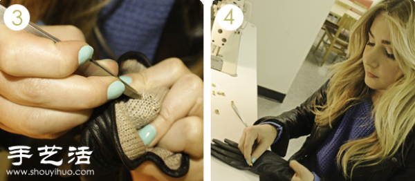 Tutorial on DIY riveted leather gloves made from old items