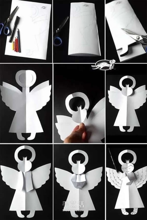 Cute Angel Ornament Paper-cutting Method for Kindergarten Angel Handmade