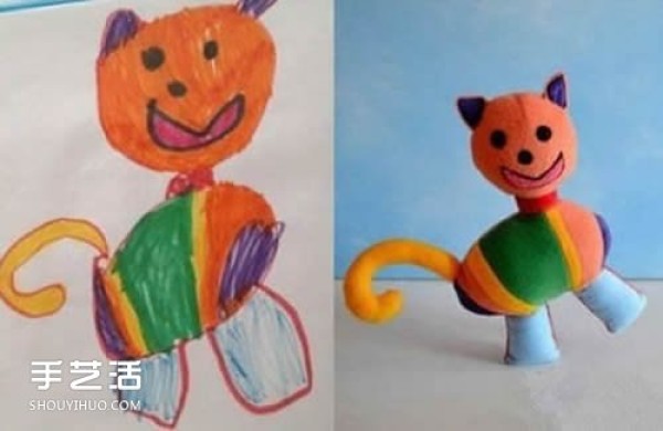 Creative handmade graffiti doll pictures make childrens imagination become reality