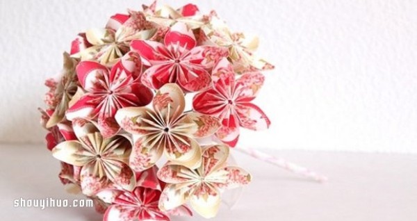 How to fold paper cherry blossom balls, illustrated tutorials on how to fold paper cherry blossom balls