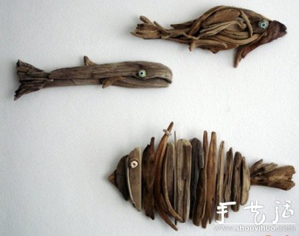 Handmade DIY wall decorations and hooks from dead branches