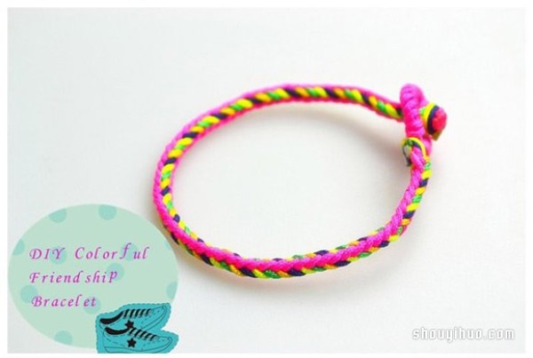 How to braid a little girls hand rope, a colorful hand rope weaving DIY illustration