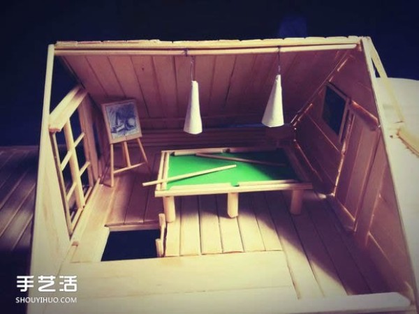 Disposable chopsticks are used to hand-make a life-like villa model, the steps are complete! 