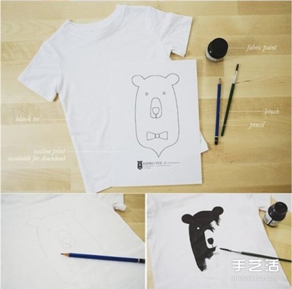 White T-shirt transformation small production white T-shirt printing and dyeing pattern DIY method tutorial