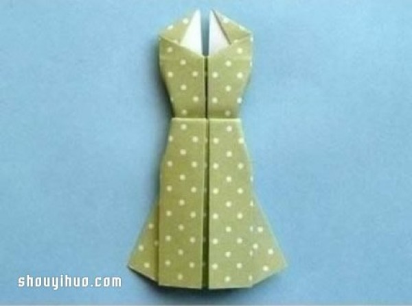 Origami clothes step by step diagram, manual folding method of folding dress illustrated tutorial