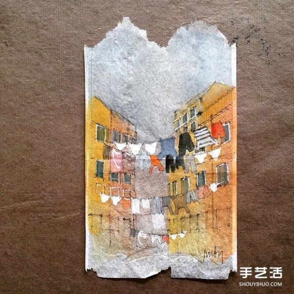 Turn waste into treasure: An artist uses a drunk tea bag as a canvas to write a diary