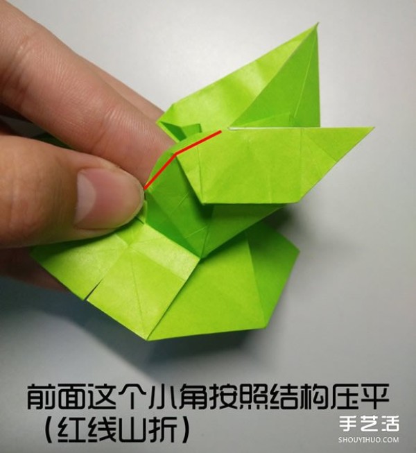 Three-dimensional duck origami step-by-step drawing and duck folding tutorial illustration