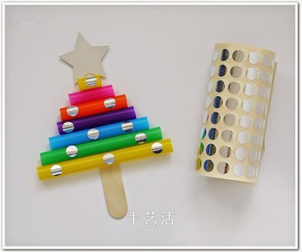 How to make a handmade straw Christmas tree in kindergarten