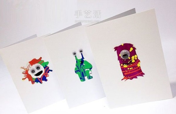 Funny greeting card DIY Halloween monster greeting card handmade