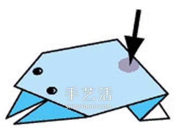 Illustration of how to fold a little frog, tutorial on how to fold a jumping frog